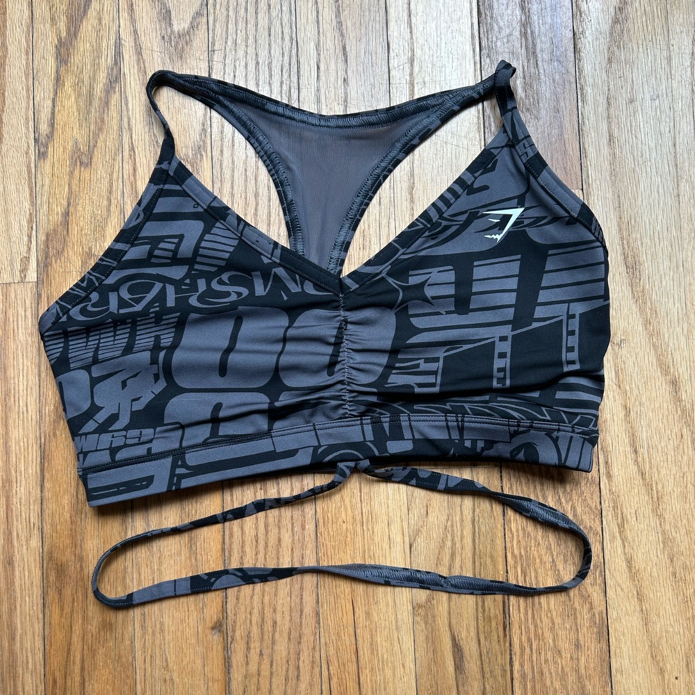 Gymshark Power Dark Gray Graphic Sports Bra